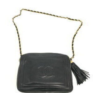 CHANEL Chain Shoulder Bag Coco Mark Fringe Tassel Single Lambskin Leather Style
